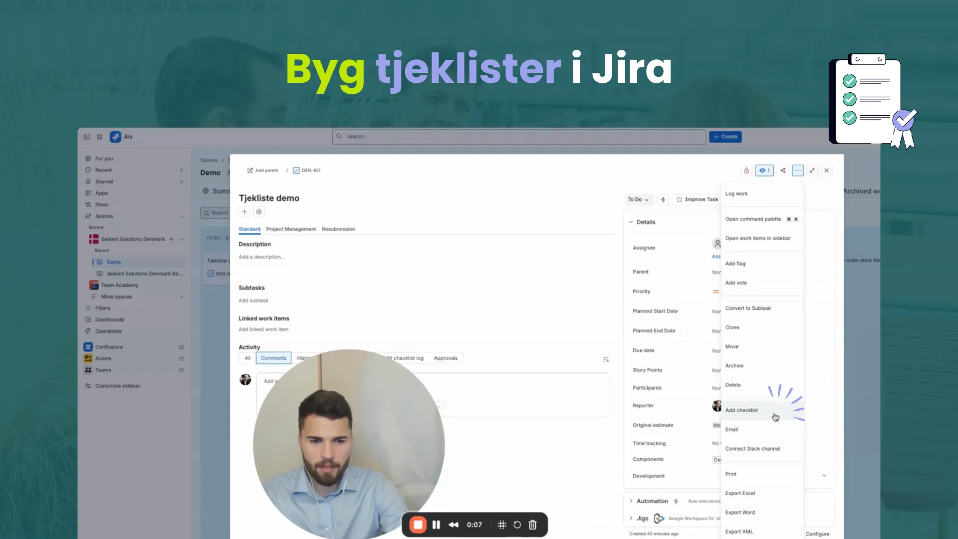 Bygg checklistor i Jira