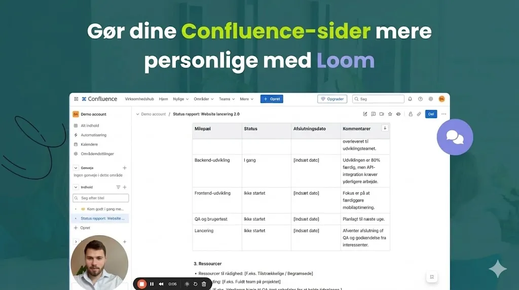 Gör dina Confluence-sidor mer personliga med Loom