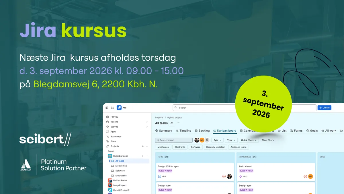 Jira-kurs den 3 september 2026 i Köpenhamn