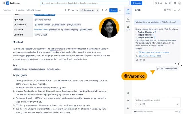 screenshot of Rovo Chat