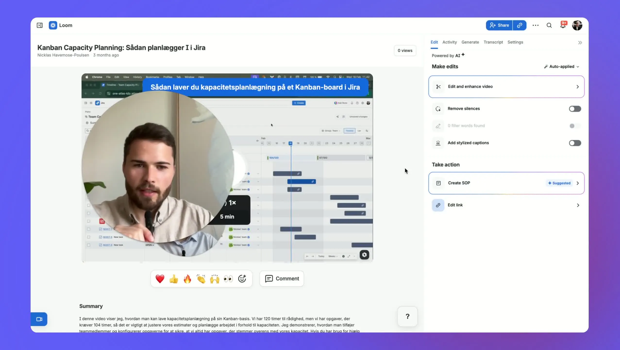 Skärminspelning av intern process i Loom