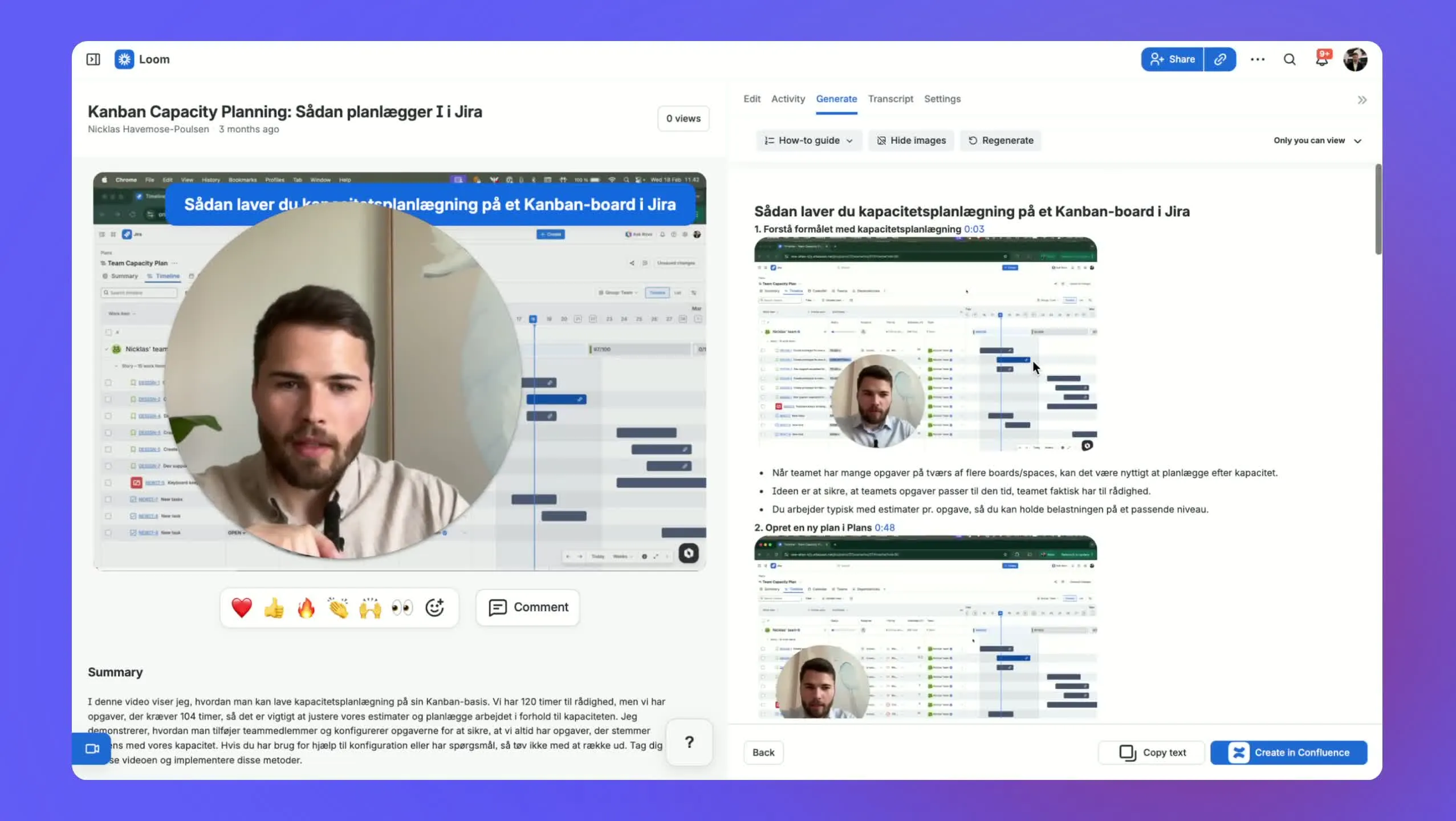 Välj Create in Confluence som destination